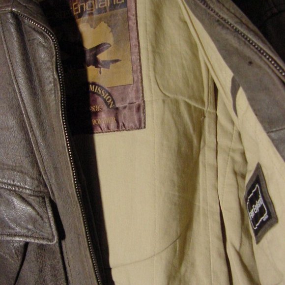 Vtg 80's Peter England Distress Brown Leather Bomber Jacket Sz M - Picture 5 of 11